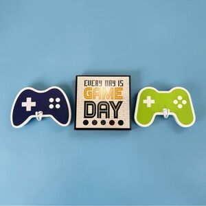 Set of 3 • Hobby Lobby Wood Sign and Two Game Controller Cutouts with Hooks